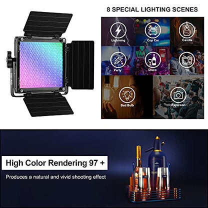 GVM RGB Video Lighting, Bi-Color Led Video Light Kit with APP Control, 2 Packs 850D Photography Lighting Kit CRI 97+ for Web Conference, YouTube, Gaming, Zoom, Aluminum Alloy Shell - size: 2 packs