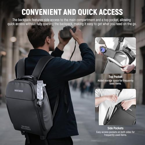 NEEWER BASICS Camera Bag for Photographer, Water Resistant Digital Cam Backpack Shockproof Large Case Compatible with Sony Canon Nikon DSLR Mirrorless Lenses Small Photography Accessories, PB26 Black - style: Pb26 Black