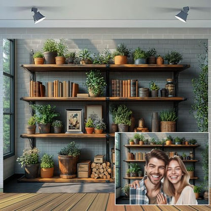 7X7ft Podcast Office Photo Backdrop Photography Background, Zoom Backdrops for Home Office Library Video Living Room Bookshelf Photo Booth Prop Decorations Wall Decor Tablecloth - size: 7X7FT