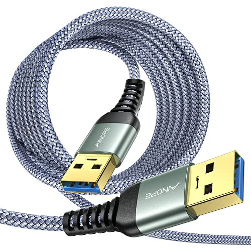 AINOPE USB to USB Cable, 10FT*2Pack USB 3.0 A to A Male to Male Cable [Never Rupture] Double End Type A Cord for Data Transfer, Compatible with Hard Drive Enclosures, Laptop Cooler, KVM, DVD Player - color: Grey, size: 10FT