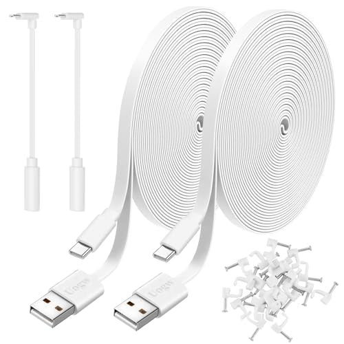 2 Pack 16.4FT Power Extension Cable Compatible with Wyze Cam v4/v3/OG,Wyze Cam Pan v3/v4,Blink,eufy,NestCam Indoor,Amazon Cloud Camera,USB A to USB C (White)