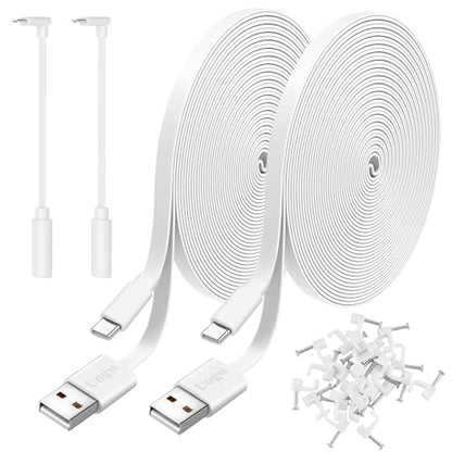 2 Pack 25FT Power Extension Cable Compatible with Wyze Cam v4/v3/OG,Wyze Cam Pan v3/v4,Blink,eufy,NestCam Indoor,Amazon Cloud Camera,USB A to USB C (White) - color: White, size: 25FT