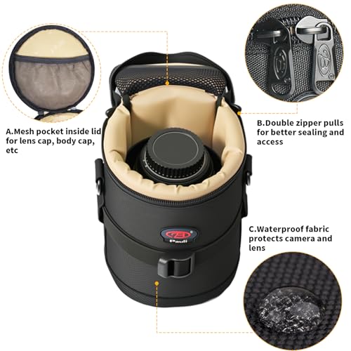 Camera Lens Case DSLR Camera Lens Bag, Lens Pouch Fits for Canon Nikon Pentax Sony Olympus Panasonic and Other Camera Lens - size: BL-0013