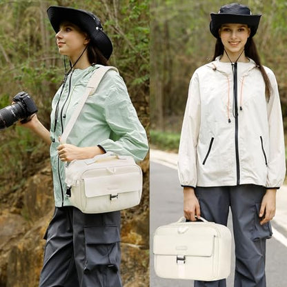MOSISO Camera Shoulder Bag Case Crossbody Sling Purse, DSLR/SLR/Mirrorless Compact Padded Photography Handbag with Rain Cover Compatible with Canon/Nikon/Sony Cameras and Lenses, Beige - color: Beige