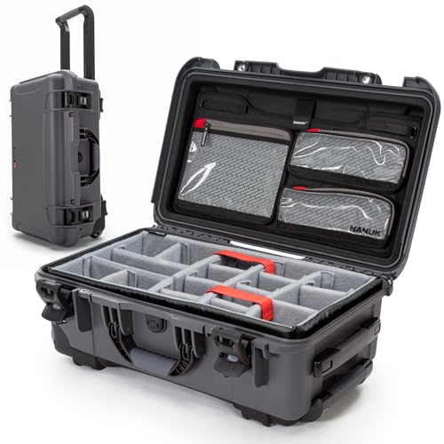 NANUK 935 Pro Photo Kit – Waterproof Travel Camera Hard Case with Padded Dividers and Wheels, 22” x 14” x 9” - Dustproof and Impact Resistant, Airline Carry-On Approved – Graphite | IP67 Waterproof, Padded Dividers and Lid Organizer, Heavy-Duty Wheels and