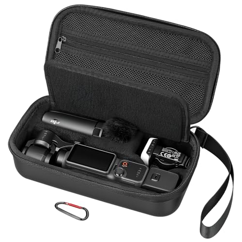 AMAZEAR Portable Carry Case for DJI OSMO Pocket 4 / Xtra Muse, Pocket4 Accessories Hard Shell Bag for Protection, Storage, Organizer, with Shoulder Strap, Black - color: Black