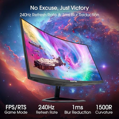 Sceptre 27-Inch Curved Gaming Monitor, FHD 1080p, 240Hz, 1500R, DisplayPort & HDMI x2, Built-in Speakers, Machine Black (C275B-FWT240 Series, 2026) - style: 2026 27" Curved 240Hz