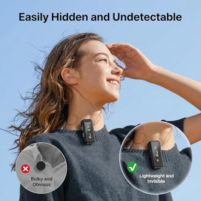 Loocam Mini Microphone for iPhone with Charging Case, Wireless Lavalier Microphone for Video, Recording, Vlog, 24H Standby Lavalier Microphone, Hi-Fi Audio, Noise Cancellation, 131FT Range