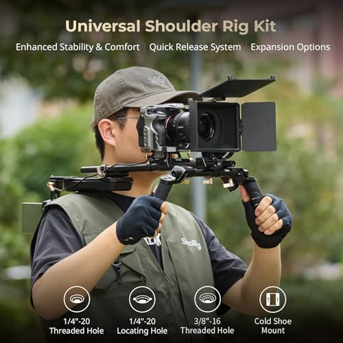SmallRig Classic Shoulder Rig Kit, Lightweight & Portable (2.98 lb), Dual Handles 15mm Rods, Shoulder Mount Video Rig with Quick Release for Arca, for SmallRig Follow Focus, for DSLR, for Filmmaking - style: Classic