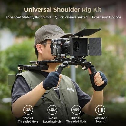 SmallRig Classic Shoulder Rig Kit, Lightweight & Portable (2.98 lb), Dual Handles 15mm Rods, Shoulder Mount Video Rig with Quick Release for Arca, for SmallRig Follow Focus, for DSLR, for Filmmaking - style: Classic