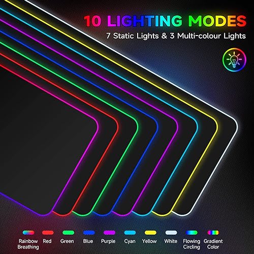 Charging RGB Gaming Mouse Pad - Wireless 15W Mousepad LED Extra Large Mouse Mat 80 * 30cm, 10 Light Modes Gaming Room Accessories, Computer Keyboard Mat Fast Charging Desk Mat for Gaming, Black - size: Large