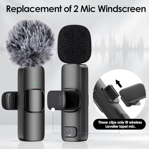 Mini Wireless Furry Windscreen & Foam Cover Set for Lavalier Microphone, Wind Muff Foam Mic Cover with Clip to Reduce Plosive and Better Highlight the Vocals, Washable and Windproof Wind Screen(9 Pcs)
