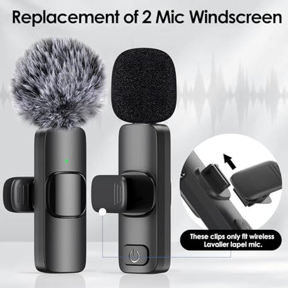 Mini Wireless Furry Windscreen & Foam Cover Set for Lavalier Microphone, Wind Muff Foam Mic Cover with Clip to Reduce Plosive and Better Highlight the Vocals, Washable and Windproof Wind Screen(9 Pcs)