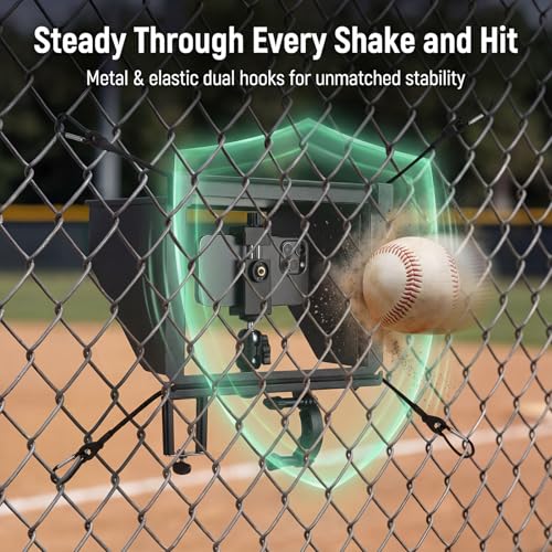 Cell Phone Fence Mount with Shade, Game Changer Mounting kit for iPhones, Mevo Start, GoPro, Insta 360 and Other Action Cameras, for Recording Baseball,Softball and Tennis Games(Matte Black)