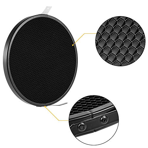 7" Standard Reflector Diffuser Lamp Shade Dish with 20° /40°/ 60° Honeycomb Grid White Soft Cloth for Bowens Mount Studio Strobe Flash Light Speedlite