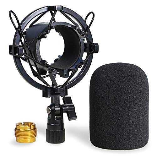 SUNMON AT2020 Shock Mount with Windscreen, Shock Mount Stand with Foam Pop Filter for Audio Technica AT2020 AT2035 AT4040 AT2020USB ATR2500x Condenser Micphone - color: Shock Mount with Pop Filter