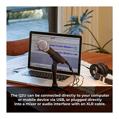 SAMSON Q2U USB/XLR Dynamic Microphone Recording and Podcasting Pack (Black)