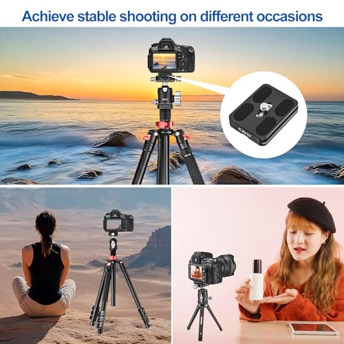 CAVIX PU-50 Ultra-Thin Arca-Swiss Quick Release Plate – Lightweight Aluminum with Anti-Slip Pad, Universal 1/4″-20 Screw for DSLR/Mirrorless, Tripods, Monopod, Gimbals & Ball Head - size: 50mm