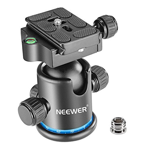 NEEWER 36MM Tripod Ball Head 360° Panoramic Metal with Arca Type Quick Release Plate, 1/4" Screw 3/8" Thread Mount, Max Load 17.6lb/8kg, Tripod Head for Monopod, Slider, DSLR Camera, Camcorder (Blue) - style: GM-MT(Blue)
