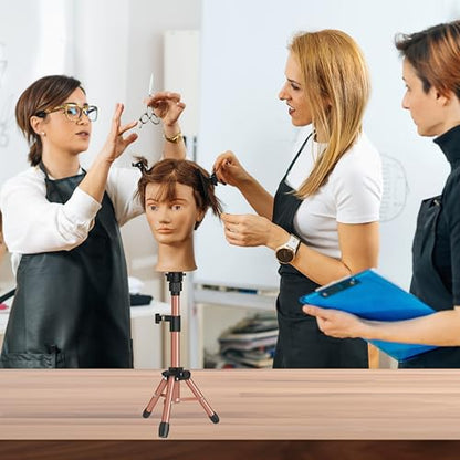 ZQIAN BEAUTY 25 Inch Wig Stand Tripod, Adjustable Mannequin Head Stand, Wig Head Stand for Training Heads And Canvas Block Head (Latte, Mannequin Head Not Included) - color: Latte, size: 25 Inch