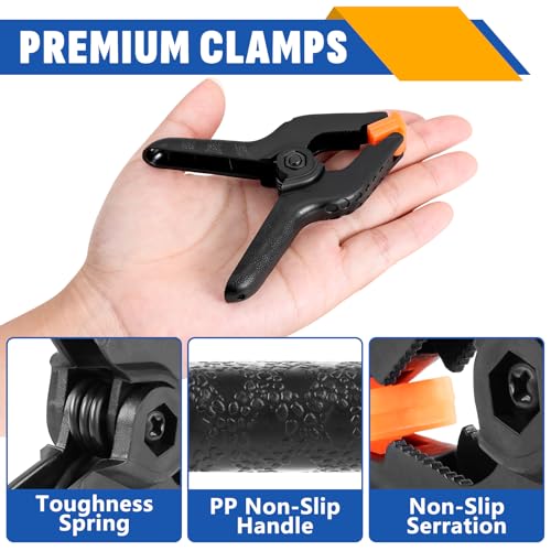 72 Pack 3.5 inch Plastic Spring Clamps, Black Heavy Duty Clips, Backdrop Clips, Plastic Clamps for Crafts, Backdrop Stand, Woodworking, Photography - size: 3.5in-72P