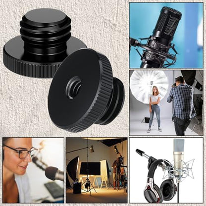 EupHHonycs 2 PCS Mic Stand Adapter, 1/4 to 5/8 Screw Tripod Adapter 1/4 Female to 5/8 Male for Tripod Laser Level Adapters Microphone Stand Mount Camera Black