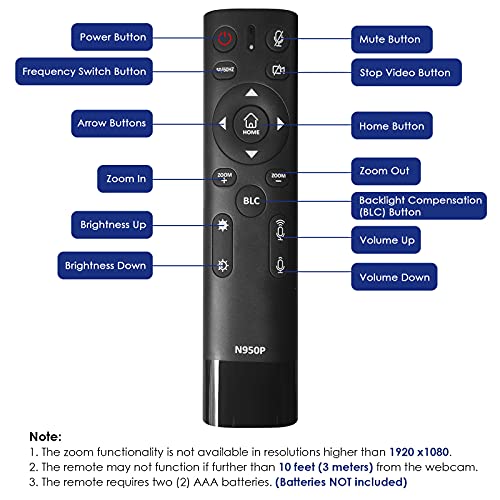 Zoom Certified, NexiGo N950P (Gen 2) 4K Zoomable Webcam, RF Remote, Sony_Starvis Sensor, 5X Digital Zoom, Pro Web Camera with Dual Stereo Mics - style: 4K Webcam with Remote