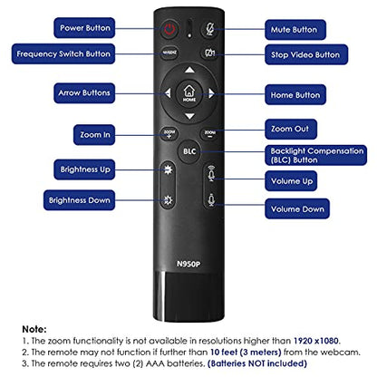 Zoom Certified, NexiGo N950P (Gen 2) 4K Zoomable Webcam, RF Remote, Sony_Starvis Sensor, 5X Digital Zoom, Pro Web Camera with Dual Stereo Mics - style: 4K Webcam with Remote