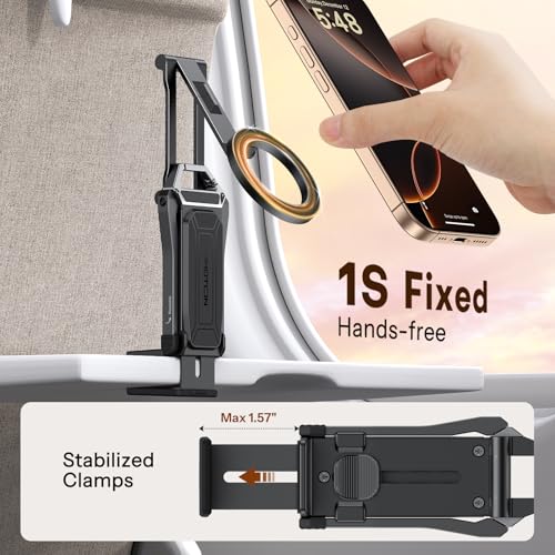 OMOTON TP02 360° Rotating for MagSafe Tripod, Aluminum Magnetic Phone Tripod for iPhone 17/16/15 Pro Max Air Women Men, Foldable Cell Phone Stand Fits Vlog, Gym, Travel Essentials Accessories Gift - color: 1-Black