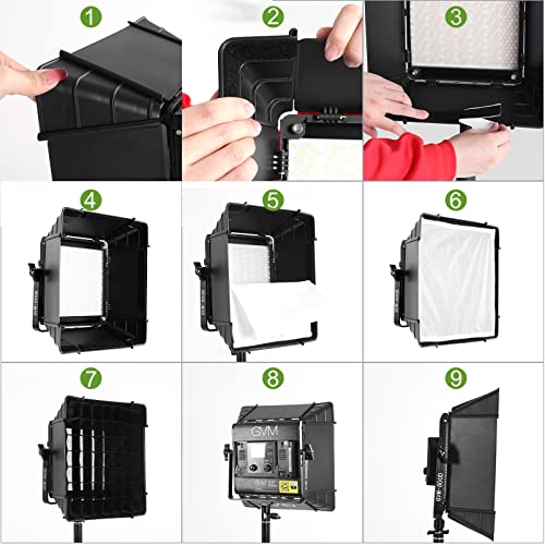 GVM LED Lighting Softbox with Grid Beehive for GVM 800D/560AS/480LS, Foldable Light Diffuser for LED Video Lighting, Photography Studio Portrait Video Shooting, 11" x11''