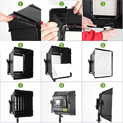 GVM Foldable Softbox Diffuser with Grid Beehive for 850D/800D/480LS Series LED Video Light Panel, Suitable for Studio Lighting, Portrait Photography, Video Lighting, 11" x11''