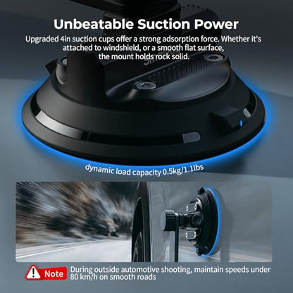 SMALLRIG Car Mount for Insta360 X5/X4/X3, for DJI OSMO 360 Camera, for GoPro, Triple Suction Cup Mount Kit with 120cm/47.2" Invisible Telescopic Selfie Stick, Ball Head, Magic Arm Clamp, Adapter -5843