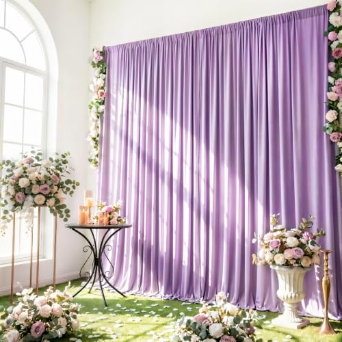 Lavender Backdrop Curtain - 20x10FT Back Drop Curtains for Parties Wrinkle-Free Soft Polyester Backdrop Wedding Decoration Photoground Backdrop Stain-Resistant for Back Drop Stand, 4 Panels - color: Lavender, size: 20 ft x 10 ft(4 panels)