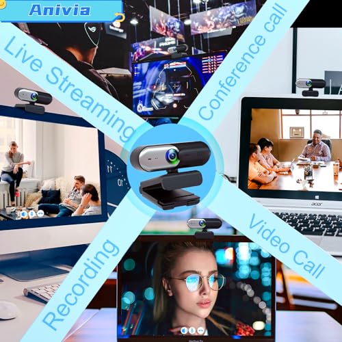 1080P Webcam with Privacy Slide Cover for PC, Web cam for Laptop Computer Camera Built-in Noise Canceling Mic, Low-Light Correction, for Microsoft Teams, Zoom, Google Voice, PC/Mac/Macbook/Tablet-1