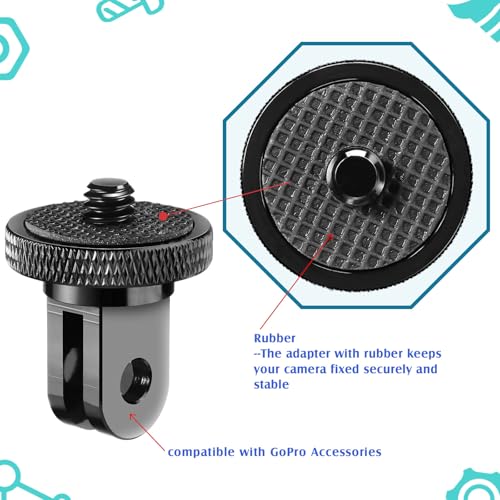 Frienda 4 Pieces Aluminum Camera Tripod Mount Adapter 1/4-20 Conversion Adapter for Tripod Compatible with GoPro Action Cameras and Other Standard 1/4 Accessories(Black) - color: Black