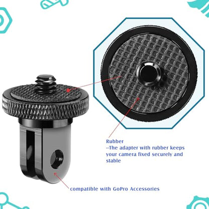 Frienda 4 Pieces Aluminum Camera Tripod Mount Adapter 1/4-20 Conversion Adapter for Tripod Compatible with GoPro Action Cameras and Other Standard 1/4 Accessories(Black) - color: Black