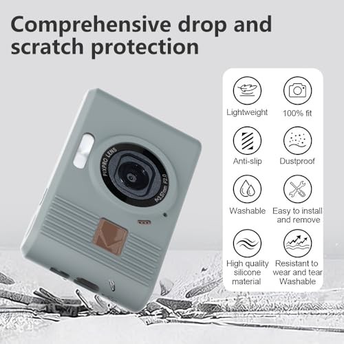 Case for Kodak PIXPRO C1 accessories,Soft Silicone Protective Case,Comes with 2 Screen Protectors and 1 Wrist Strap - Grey - color: Grey