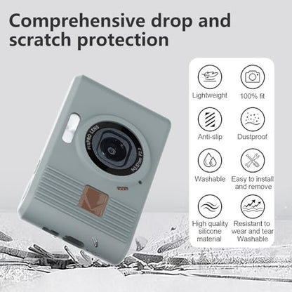 Case for Kodak PIXPRO C1 accessories,Soft Silicone Protective Case,Comes with 2 Screen Protectors and 1 Wrist Strap - Grey - color: Grey