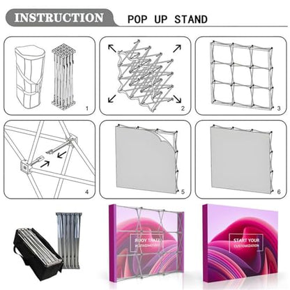 Customize Fabric Display Stand Trade Show Backdrop Aluminum Portable Pop Up Display Banner Backdrop with Collapsible Frame and Banner Set 12.5×7.5 FT - color: Pop-Up Displays, size: 12.5×7.5 FT
