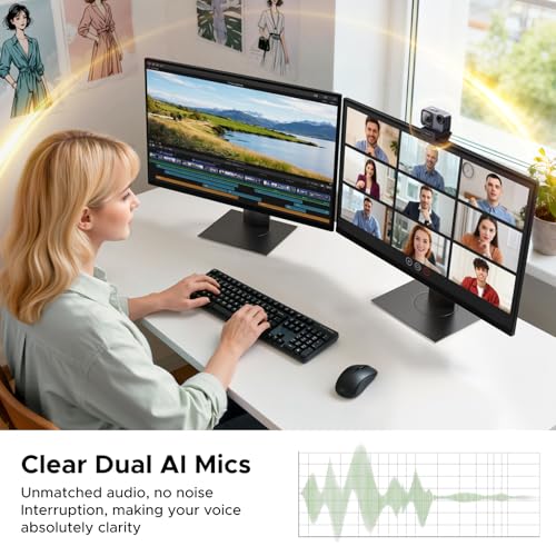 UGREEN FineCam Pro 2K Webcam Support 1080P@60Hz for PC/Mac, 1/2.55" Sensor, Face AE, AI Noise-Canceling Mic, Gesture Control, Auto Focus for Streaming, Conference, OBS, Zoom, Switch 2, Privacy Cover
