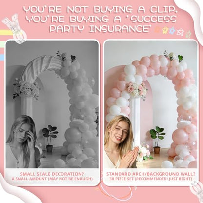30 Pack Balloon Arch Clips, Plastic Transparent Spring Clamps 3.5 Inch Heavy Duty Clip for Backdrop Stand, Balloon Arch Kit Birthday Decoration Crafts Woodworking Photography Studios