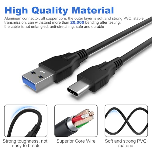 USB C 3.0 Cable Photo Transfer Cable Compatible with Canon EOS RP, EOS R, R5, R6, EOS R8, R50,R100 Camera for Nikon ZFC Z6 Z7 D6 D780, Compatible with Olympus E-M1 Mark III Mark Ⅱ Camera(3.3FT, Black)