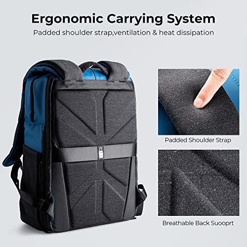 K&F CONCEPT Camera Backpack, Camera Bags for Photographers Large Capacity Camera Case with Raincover,15-15.6 Inch Laptop Compartment Compatible for Canon/Nikon/Sony/DJI Mavic Drone(Backpack 20L) - color: 05-blue