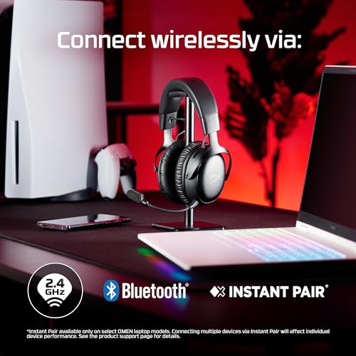 HyperX Cloud III S – Wireless Gaming Headset, 2.4GHz, Bluetooth, Battery Life up to 120 Hours 2.4GHz / 200 Hours Bluetooth, 53mm Angled Drivers, 10mm Detachable Mic, Customizable – Black/Red | Up to 120h and 200h, 53mm Angled Drivers, Detachable 10mm Boom