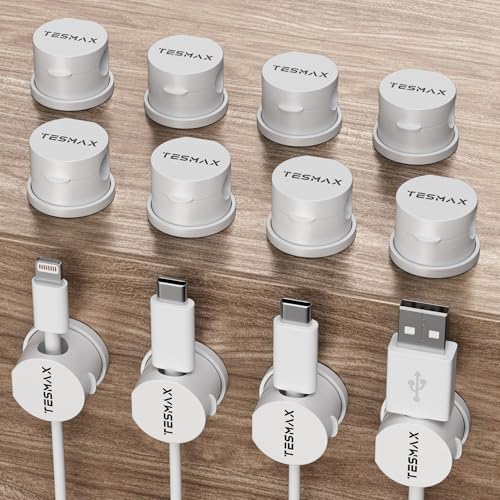 Magnetic Cable Clips 360° Rotation Cord Holder, 12 Pack Cord Organizer 1s Lock Cable Smooth Adjustable Desk Organizers and Accessories, Adhesive Cord Clips for Nightstand,Phone,Wall,Car,Home Office - color: White, size: 12 PACK