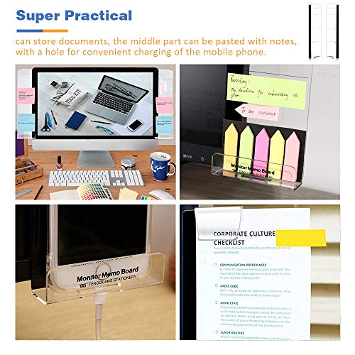 Barelove 3 Pack Computer Monitor Memo Board, Left/ Right/ Bottom Transparent Multifunction Acrylic Screen Message Board, Office Home Desktop Students Accessories, with Sticky Notes - style: Left & Right & Bottom
