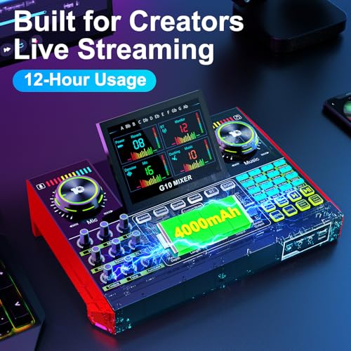Podcast Microphone Bundle with Live Sound Card Audio Mixer, Podcast Equipment Bundle with 3.5mm BM800 Microphone for Pc/Youtube Live Streaming Singing Gaming, Sound Board with Voice Changer, Denoise