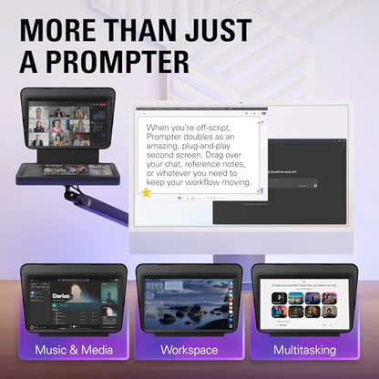 Elgato Prompter, Teleprompter with Built-in Screen | Drag-and-drop display, Supports DSLR, webcam, smartphone, Read chat or scripts, Works with Mac, PC, Stream Deck - style: Prompter