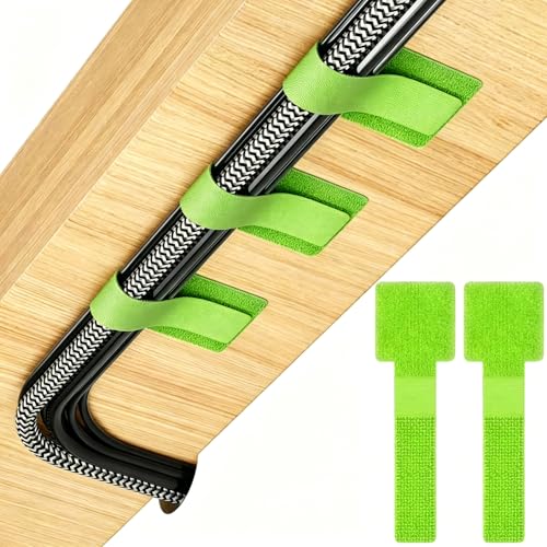 100Pcs Cable Straps Hook and Loop Cable Ties - Cable Holder for Desk Cable Management Under Desk - Computer Cord Organizer for Home Office Gaming Setup - Green - color: Green 100pcs