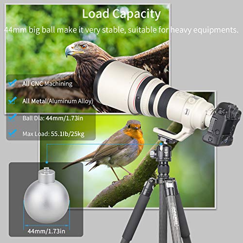 Low Profile Tripod Ball Head-INNOREL N44,Panoramic CNC Metal Camera Tripod Ball Head with Two 1/4" Screw Arca Swiss Quick Release Plates for Tripod,Monopod,DSLR,Camcorder,Max Load 55lbs/25kg - size: N44-Sliver
